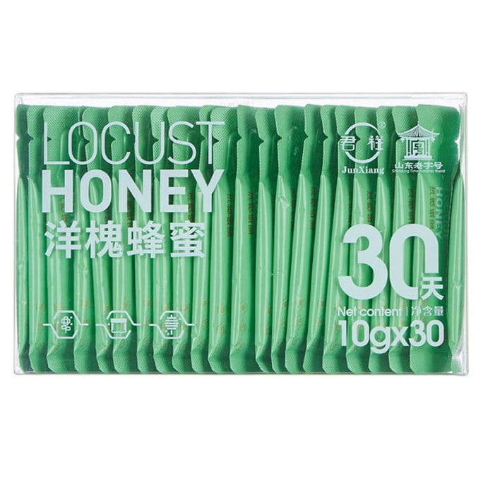【Expédition directe du Canada】 Junxiang Miel d'acacia Miel pur naturel sauvage 300g (10gX 30p) Thé de l'après-midi Tisane Aromatisant miel ! Peut être utilisé pour préparer des boissons, cuisiner, cuire au four, ou consommer directement, emballage individuel pratique pour le bureau et la maison. Cadeau de fête.
