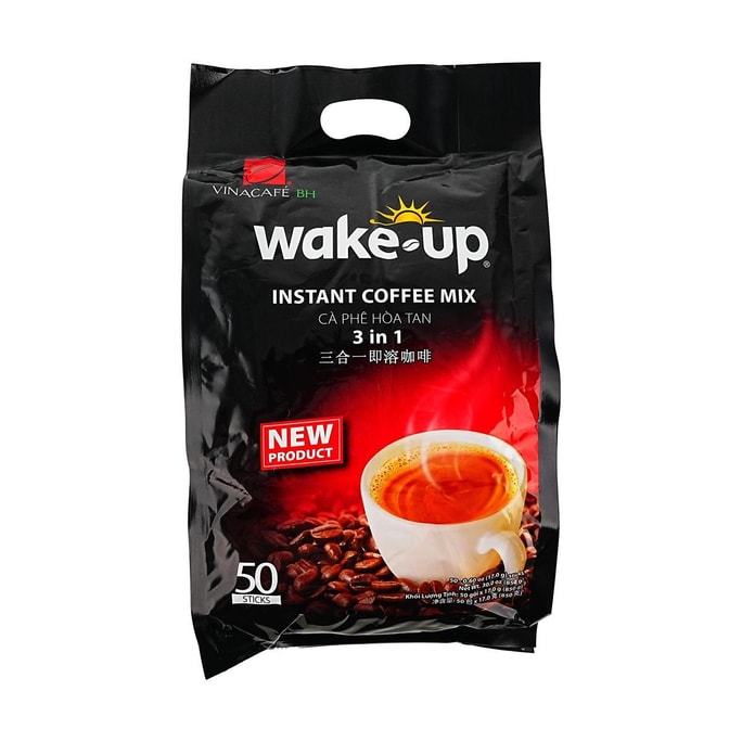 VinaCafe Wake Up Instant Coffee Mix 3 in 1, 50 sticks 30 oz