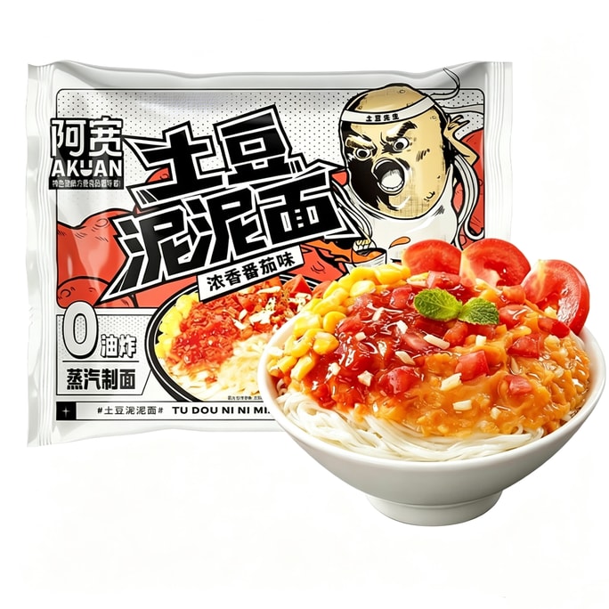 A-Kuan Mashed Potato Noodles Mashed Potato Mixed Noodles Instant Noodles No-Cook Convenient Noodles 111g*1 Bag [Rich Tomato Flavour] [Extra Mashed Potato]