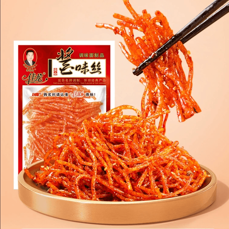 【中國直郵】 佳龍 醬味絲辣條 小零食小吃校園兒時懷舊麻辣好吃的休閒食品 18g*3包 3