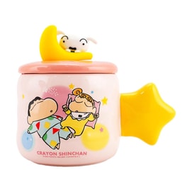 Star Moon Mark Cup with Lid High-Value Ceramic Breakfast Cup Pink 400ml