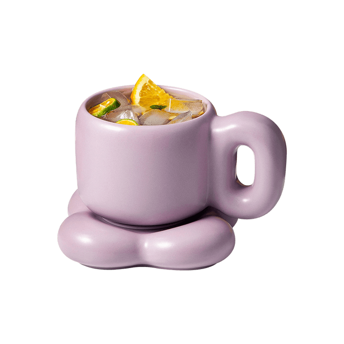 RELEA物生物 泡泡陶瓷杯套裝 大容量馬克杯 情侶閨蜜咖啡杯水杯 附杯墊 薰衣仙紫 500ml