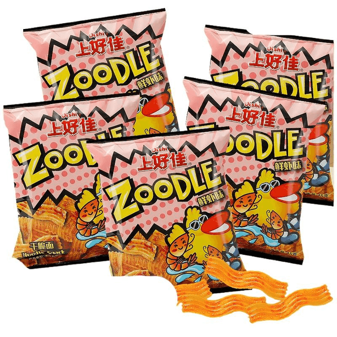 Shanghaojia Crispy Noodles Puffed Snacks With Fresh Shrimp Flavor, 45g*5 Bags