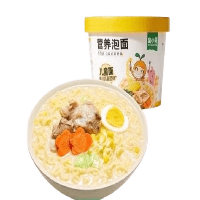 【中国直邮】 窝小芽 儿童桶装冲冲方便面 非油炸无添加剂面条即食82g/桶 豚骨味