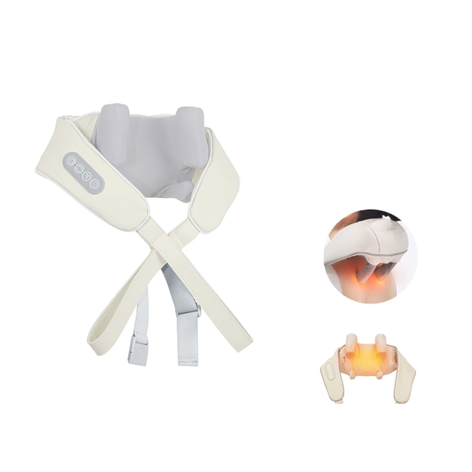 Cervical Massage Device  Neck Kneading Tool Rechargeable Back Shoulder Massager  Heating and Massage Shawl Off-White
