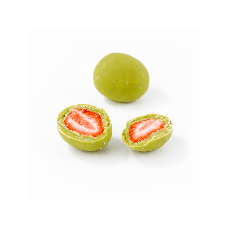 Fraise entière lyophilisée enrobée de chocolat saveur matcha 60g 3