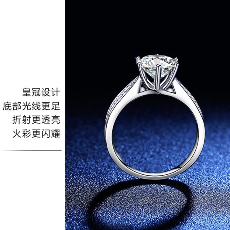 S925 Silver Diamond Ring D Color Moissanite 50 Points 6.5MM US Size 5 1 Pc Light Luxury Jewelry Elegant Temperament Band 4