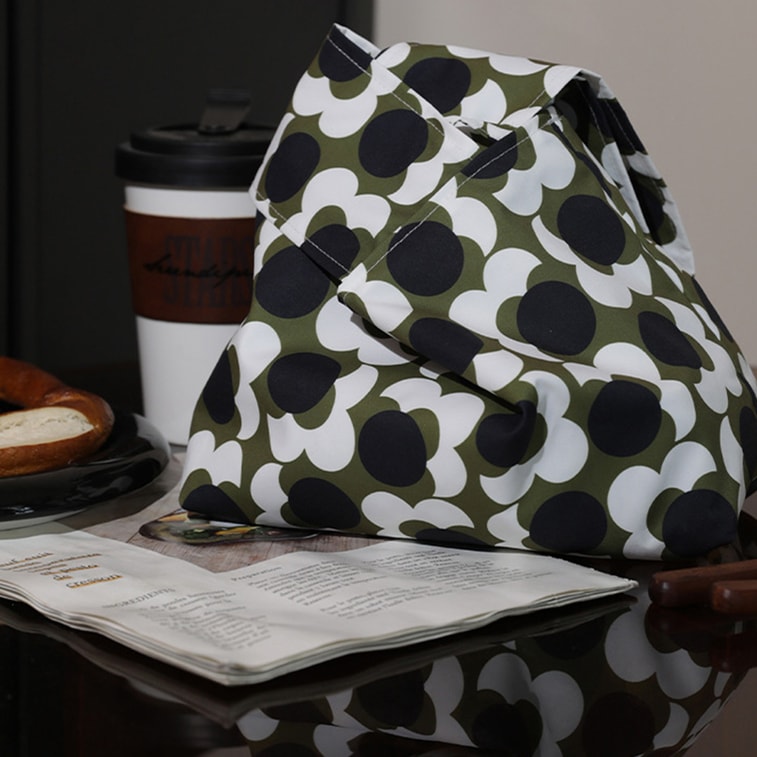 Large Capacity Water‑Repellent Lunch Bag Japanese Floral Print Handheld Insulated Bento Bag Gesang Flower Sea F 1 piece 4
