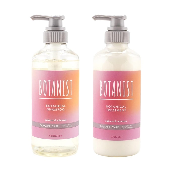 Botanical Shampoo + Treatment Set for Damaged Hair, #Sakura & Mimosa, 15.5 fl. oz + 16.2 oz.