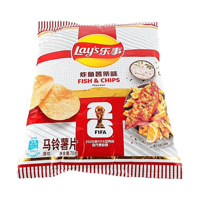 大陆版LAY'S乐事x2026FIFA世界杯限定联名 英格兰炸鱼薯条味薯片 70g【观赛夜宵必备零食】 4
