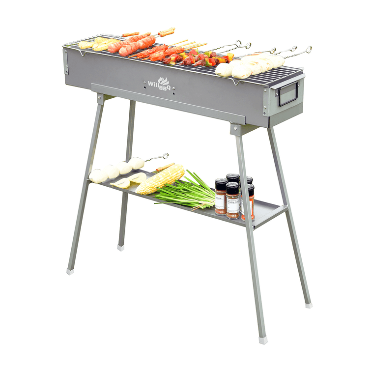 Commercial Quality Portable Charcoal Grill Lamb Skewer Folded Camping Barbecue Grill (80x26x18 cm) 3
