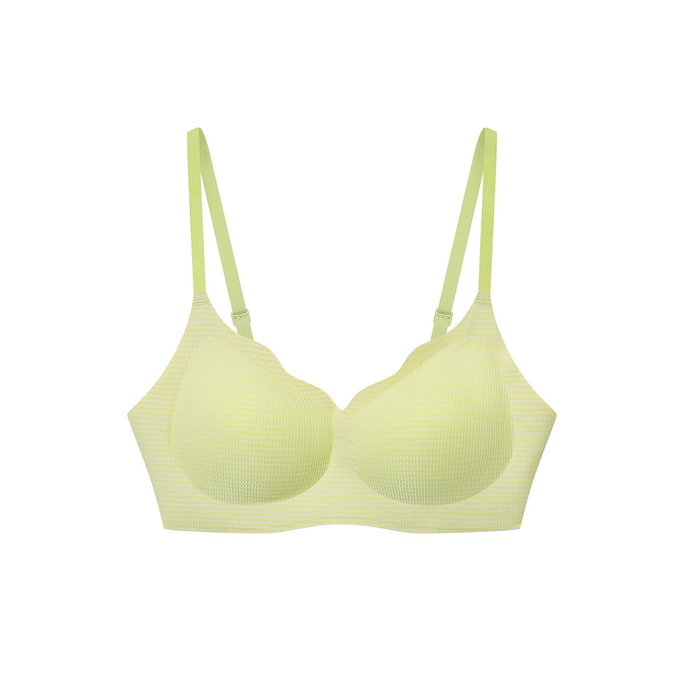 One Size Breezing In Strap Wavy Edge Soft Support Hook Bra Yellow One Size