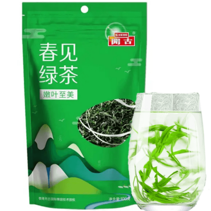 開古 若葉の美 春 黄山甘鹿 緑茶 手作り 香り高く甘い 100g