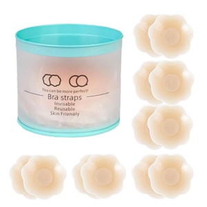 ベラのファンタジー サマーフリーダム 目に見えないシリコン 滑り止め リフティング プッシュアップ ブラ ステッカー 目に見えない バンプ防止 露出防止 6ペア 12枚 花柄 小サイズ 6.5cm フロストジャーパッケージ