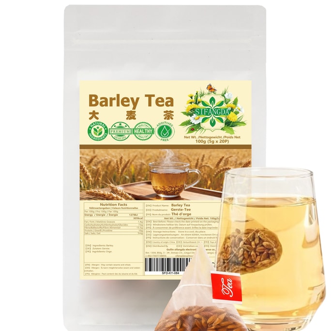 【Expédition directe du Canada】 Sifanda Thé d'orge 100g (5g x 20 sachets) Désaltérant, digestif, chaud/froid, santé, arôme d'orge riche, céréale douce, couleur de thé claire, chaud et agréable, idéal toute l'année
