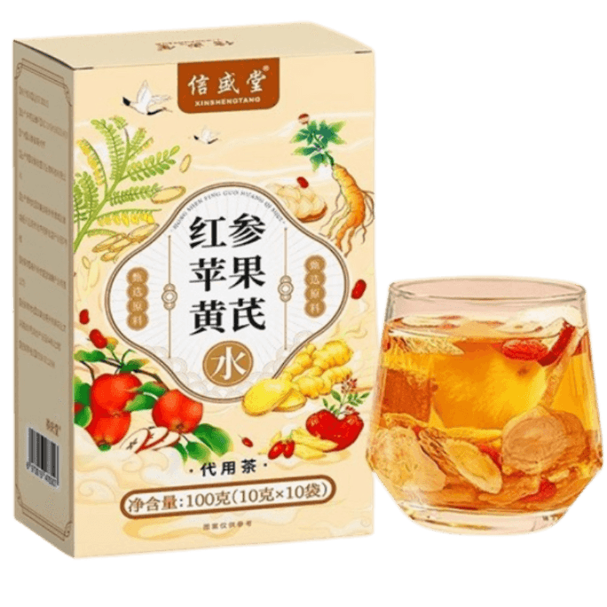 【中国直邮】 信盛堂 红参苹果黄芪水花茶 苹果黄芪水 美白调养茶汤 100g/盒