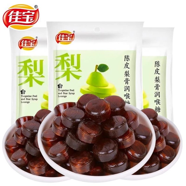 Jiajia Bao Tangerine Peel Pear Syrup Candy 15g*5 Packs 75g Throat