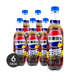大陸版PEPSI百事可樂 生可樂 生爽檸檬味汽水 500ml *6【6份超值裝】【清爽果味】【解暑必備】