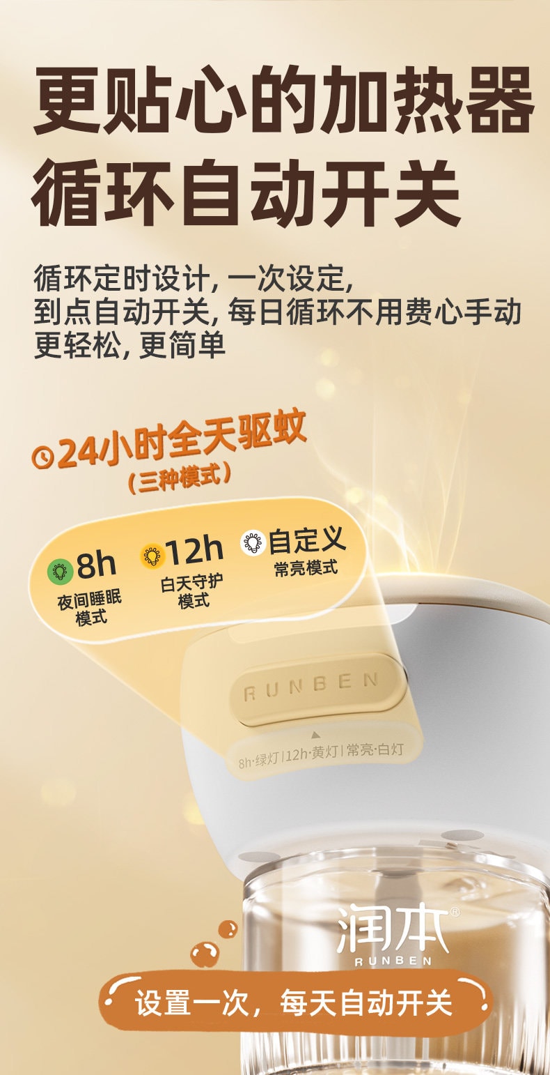 【中國直郵】 潤飾 蚊香液無香型家用電熱蚊香液驅蚊液防蚊液45ml 1器1液 小熊款