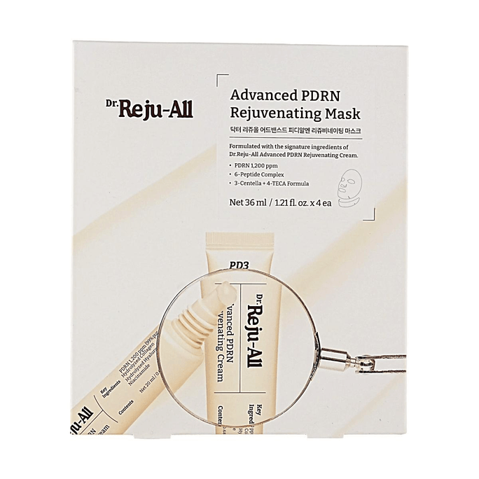 Advanced PDRN Rejuvenating Mask 4 Sheets 1200ppm Salmon PDRN Copper Peptide Niacinamide Face-Neck【PDRN Deep Rejuvenation