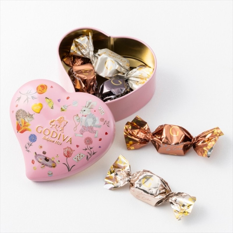 【日本直邮】 比利时 GODIVA 日本  2026情人节 期间限定 爱丽丝下午茶系列  什锦迷你心形粉礼盒 5粒装