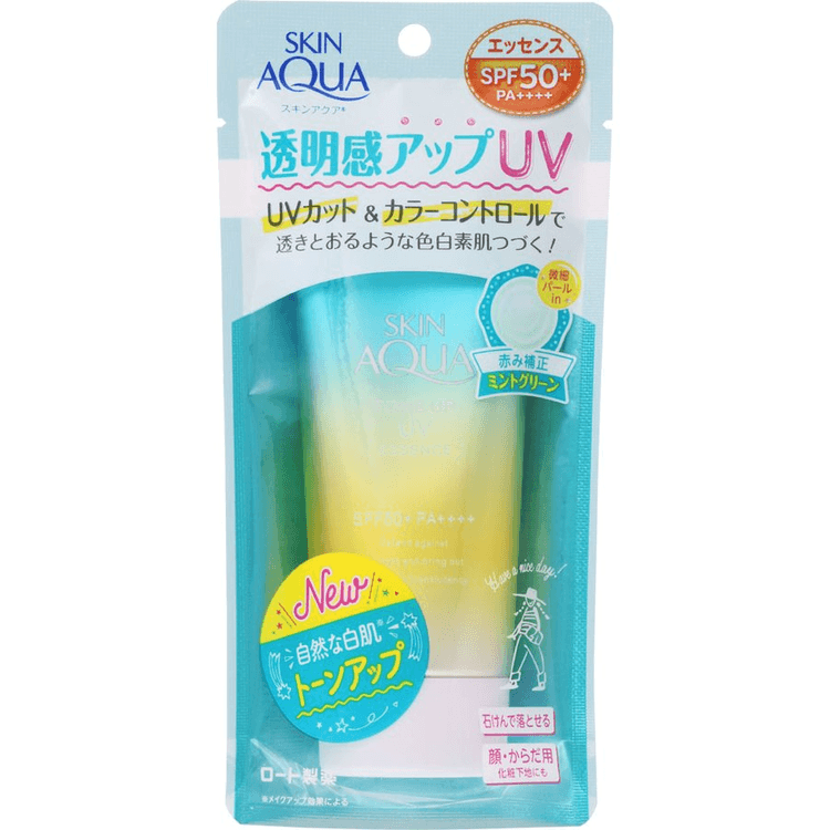 日本rohto 乐敦skin Aqua 新碧清新绿色面部防晒隔离饰底乳spf50 Pa 80g 亚米