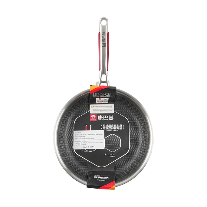 304 Stainless Steel Honeycomb Frying Pan 28cm 