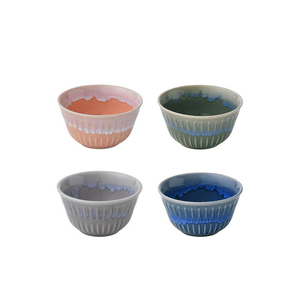 Frost Mountain Four-Color Glaze Bowl Set: Deep Glaze Ice Cream Bowl *4 Pieces