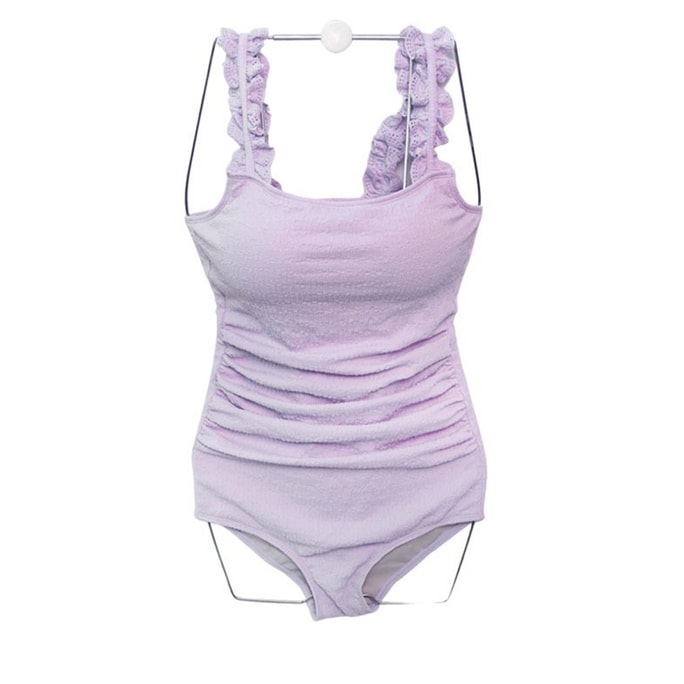 New Body Covering And Slimming Hot Spring Triangle One-Piece Swimsuit Purple M
