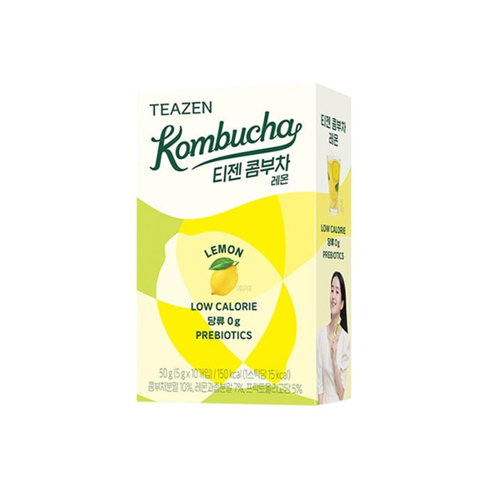 Teazen Kombucha Tea Powdered Beverage Mix 10 Sticks Lemon