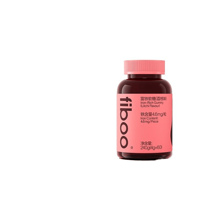 【中國直郵】 FIBOO 菲布富鐵軟糖元氣補鐵荔枝味240g*1瓶
