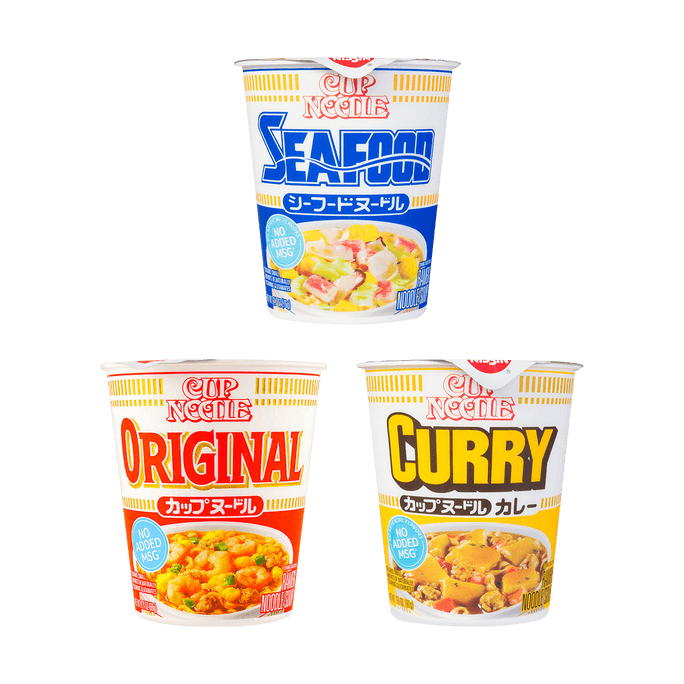Japanese Cup Noodles Value Pack ,Original & Seafood & Curry ,7.9oz