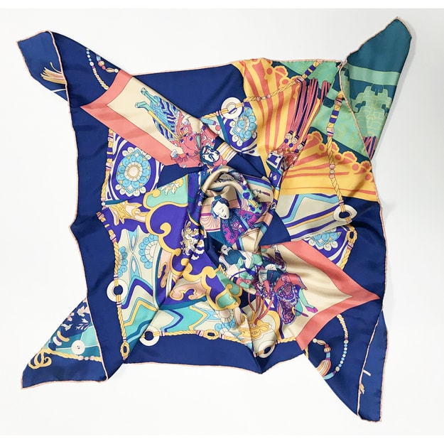 商品详情 - 故宫 紫禁重华方巾桑蚕丝巾围巾 佩戴礼品--石青 - image