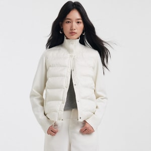 [中国直送] HSPM 秋冬 エアコットン ショートジャケット レディース ふわふわ ソフト パッチワーク 暖かいトップス スタイリッシュ 万能 カジュアルジャケット シャーベットホワイト L