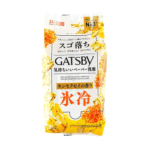 日本MANDOM曼丹 GATSBY杰士派 冰感面部濕巾 控油清潔 #金木犀 Osmanthus 34枚【冰感清潔 金木犀香】