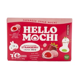 Hello Mochi Strawberry Mochi,Gluten Free Vegan,6pieces 6.3oz