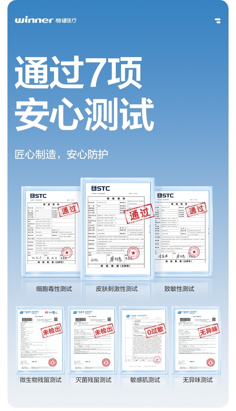 【中國直郵】 穩健 醫用外科口罩 10包裝(合計100只)一次性口罩滅菌 三層防護 透氣不悶