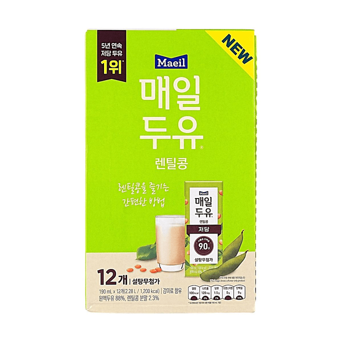 두유, 렌틸콩맛, 12팩, 76.8 fl oz【유제품이 아닌 식물성 단백질 함유, 단백질이 풍부한 건강 음료】【설탕 무첨가】