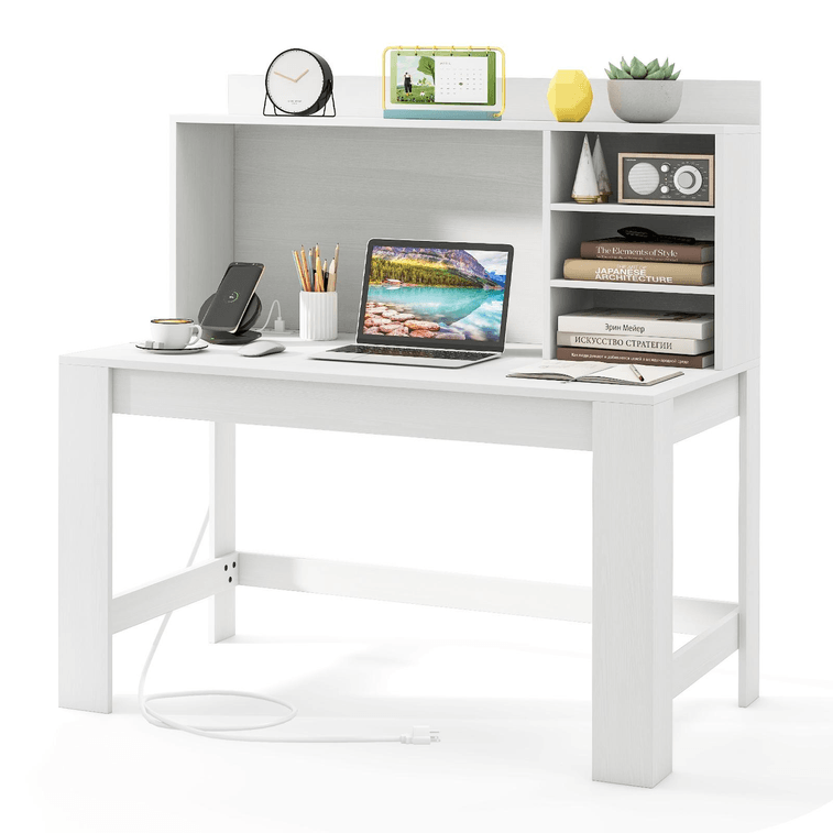 48 Inch WritIng Computer Desk With Anti-TippIng Kits And Cable Management Hole-White 3
