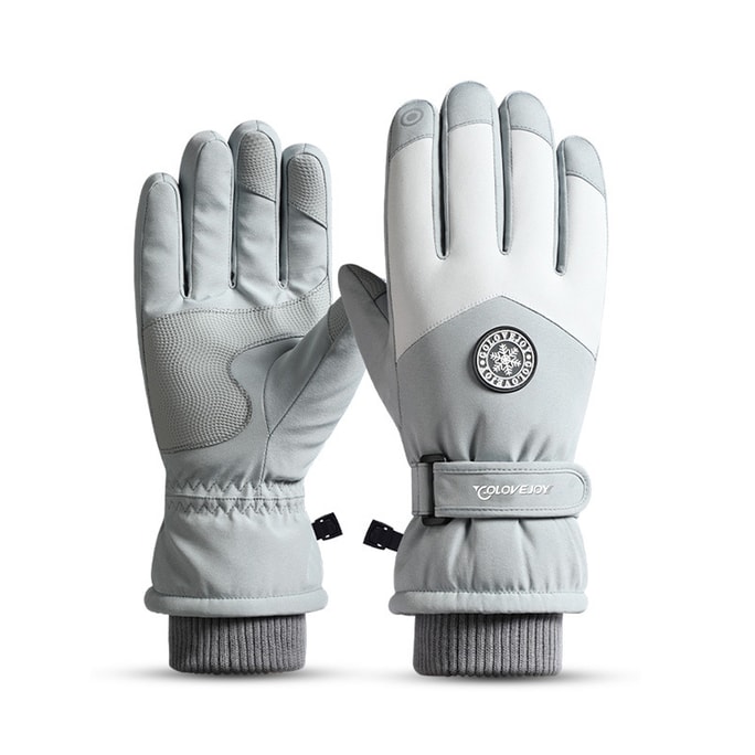 Ski Hloves Windproof and Waterproof Light Gray