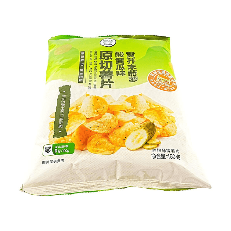 盒马 原切薯片 黄芥末莳萝酸黄瓜味 150g【清新草本酸辛风味】【酥脆薄切】 6
