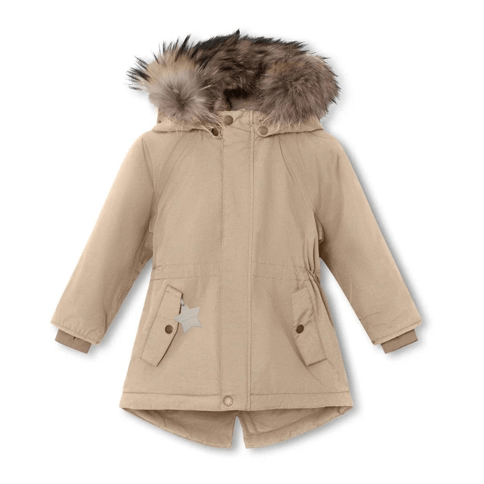 MINI A TURE Kids Vikania Fleece Lined Winter Jacket With Fur - Savannah Tan 11Y/146cm