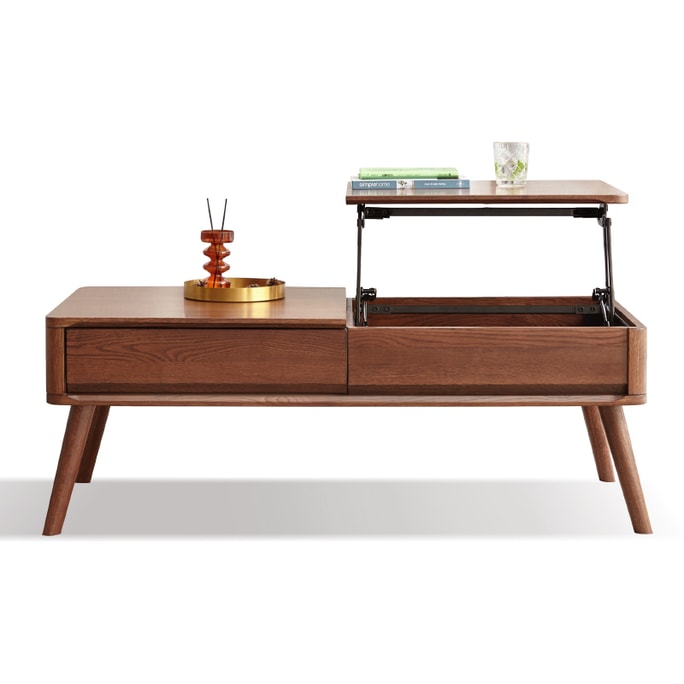 Fancyarn Lift Top Walnut solid wood Coffee Table with Hidden Storage Compartment 1.2m