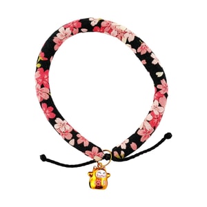 嬉皮狗 防走丢和风猫项圈脖圈 黑小花招财猫铃铛 L