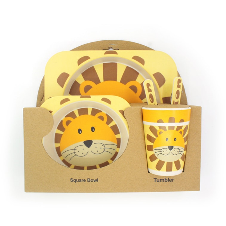 Bamboo Fiber Children's Tableware Five-piece Set Penguin 1 Set 6