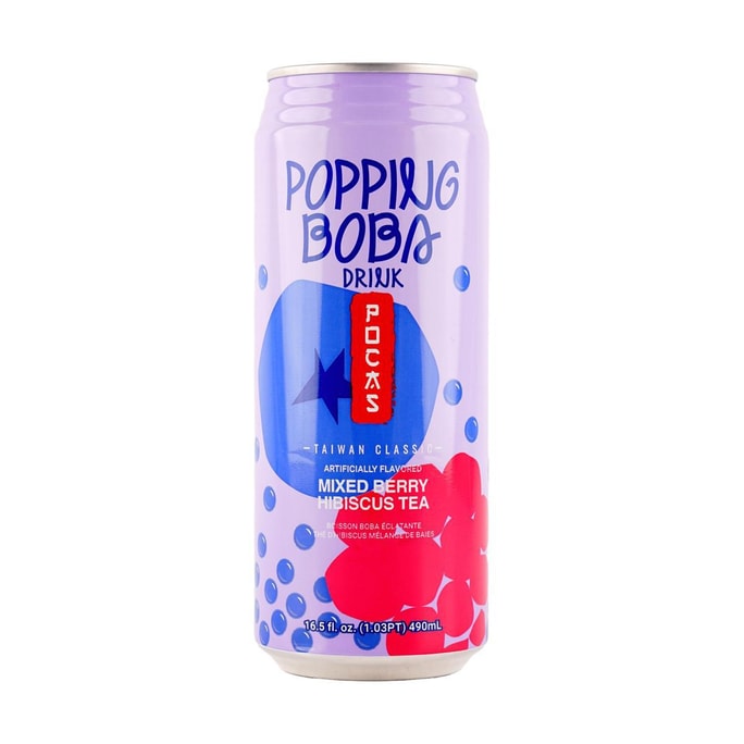 Popping Boba Mixed Berry Hibiscus Tea,16.5 fl oz