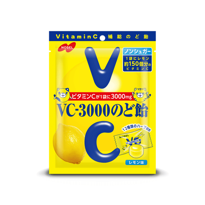 [일본 직배송] NOBEL VC-3000 목캔디 레몬맛 하드캔디 90g