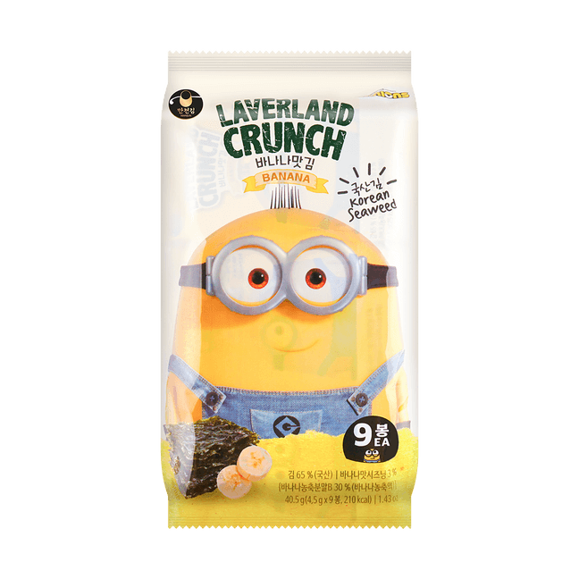 MANJUN x MINIONS Korean Roasted Seaweed Nori Snack, Banana Flavor, 4.5g x 9pc