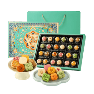 Tang Palace Culinary Record Mooncake Pastry Gift Box,24pieces 17.71 oz【Red Bean+Coconut Hazelnut+Cocoa+Lychee Pineapple】
