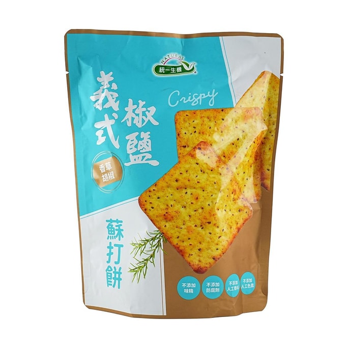 台湾统一生机 义式椒盐苏打饼干 香草胡椒味  108g【健康无添加】